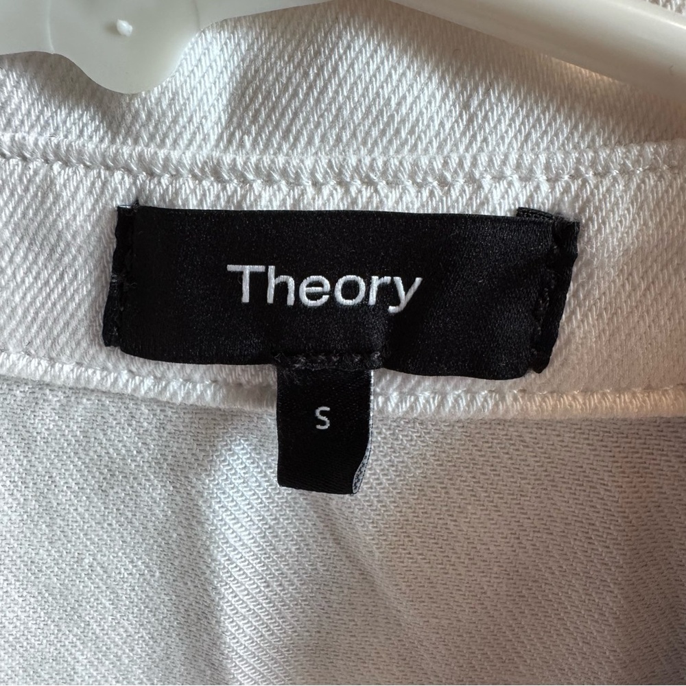 Theory Boxy Short Sleeve Oxford Shirt Optic White Cotton Sz S NWT - Picture 6 of 15